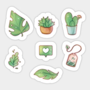 Green plant set Sticker